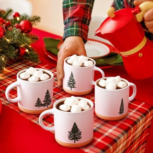 YHRJWN Christmas Mugs Set of 4-12Oz, Christmas Coffee Mugs With Xmas Tree Design, Holiday Gifts for Family, Friends, Dishwasher & Microwave Safe - Image 3