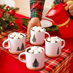 YHRJWN Christmas Mugs Set of 4-12Oz, Christmas Coffee Mugs With Xmas Tree Design, Holiday Gifts for Family, Friends, Dishwasher & Microwave Safe - Image 3