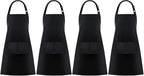 Jubatus 4 Pack Bib Aprons with 2 Pockets Cooking Chef Kitchen Apron by Jubatus