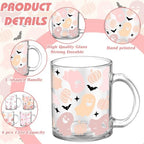 Tioncy 4 Pcs Halloween Coffee Mugs 12 oz Cute Pink Ghost Glass Cups - Image 3