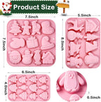 3 Pack Christmas Silicone Baking Mold, Christmas Tree Holiday Silicone Molds Soap Candy Molds for Chocolate Jello Snowman Gingerbread Snowflakes Socks Bells Santa Baking Mold (Xmas-Pink) - Image 2
