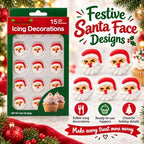 Oasis Supply Christmas Santa Face Edible Icing Decorations – 15 Count – Holiday Cake & Cupcake Toppers for Cookies, Cakes, Cupcakes & Desserts - Image 2