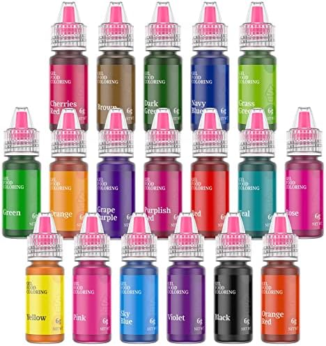 Gel Food Coloring,18 Baking Coloring Gel Set for Cake,Cookie Easter Egg Decorating,Halloween Edible Vibrant Food Dye for Baking Icing,Fondant,Macaron,Frosting,Gluten Free,Vegan Tasteless - 6g/Bottle by Cherrysea