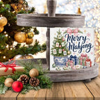Christmas Mahjong Decor, Chinoiserie Christmas Tree Wooden Sign Decorations - Image 7