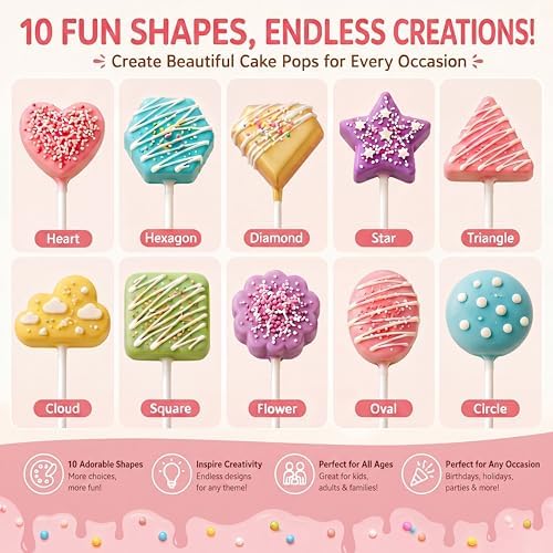 10 Pcs Cake Pop Molds Set with 100 Sticks - Image 3