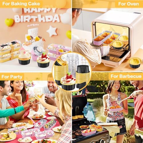 Round Mini Cake Pans with Lids, 5oz Disposable Small Baking Tins, Black - Image 6