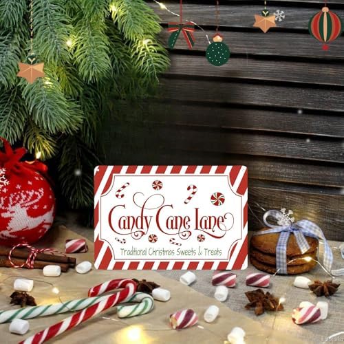 Artlunar Vintage Christmas Decor Gifts Rustic Candy Cane Lane Traditional Christmas Sweets&Treats Tin Sign for Home Farmhouse Kicthen Cafe Bar Wall Decor 8 x 12 Inch (3247) - Image 4