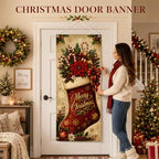 Christmas Decorations - Merry Christmas Stocking Candy Cane Door Cover - Image 2