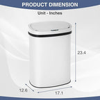 PayLessHere | 13 Gallon Stainless Steel Trash Can | White | Automatic Touchless - Image 7
