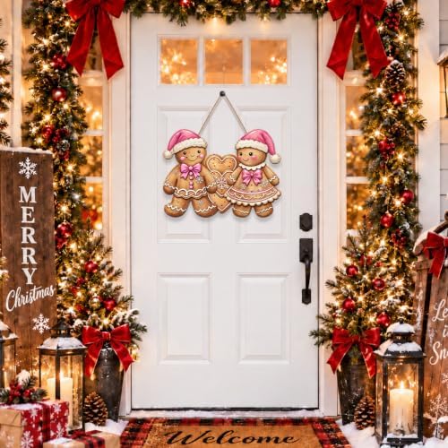 Gingerbread Christmas Decorations Gingerbread Boy Girl Heart Cookie Sign - Image 2