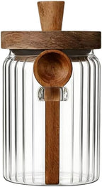 ANSQU Glass Jar with Wooden Lid & Spoon, 20.3oz Food Storage Containers Coffee by ANSQU