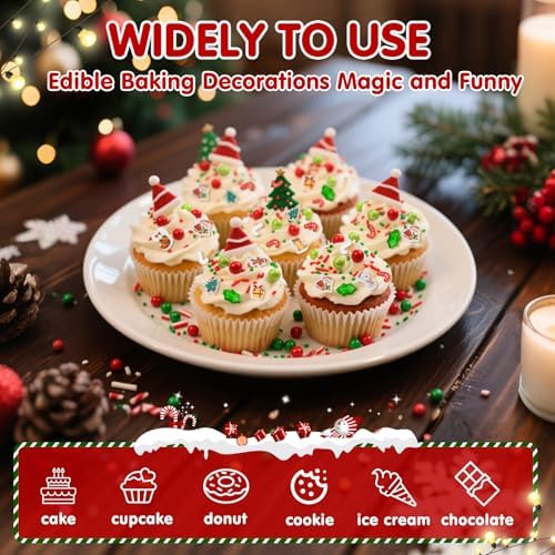 Edible Christmas Sprinkles for Cake Decorating,Red Green White Sprinkle - Image 4