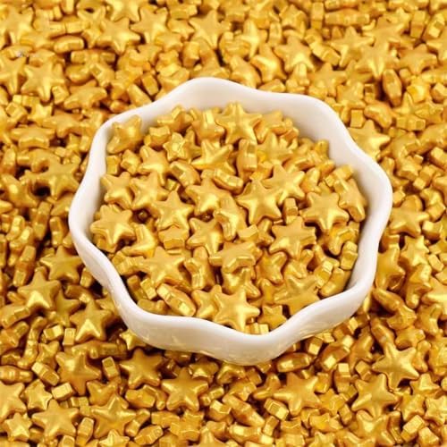 Sentovac Gold Star Sprinkles Edible Sugar for Cake Decorating Mix Sizes Gold Star Sprinkles Cake Topper Cupcake Cookie Baking Decorations Halloween Christmas Wedding Supplies 4.23oz - Image 3