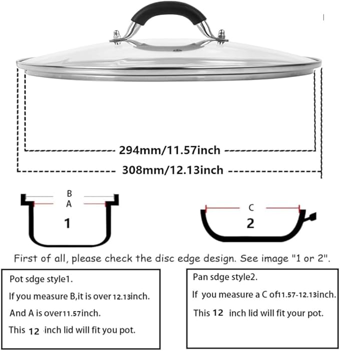 12 Inch Tempered Glass Lid for Lodge 12" Cast Iron Skillets & 7QT Dutch Ovens - Image 2