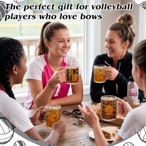 Tioncy 4 Pcs 12 oz Volleyball Glass Mugs with Handles, Team Gifts - Image 4