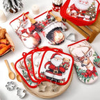 Qinyoung 48 Pcs Christmas Kitchen Oven Mitts Pot Holders, Retro - Image 2
