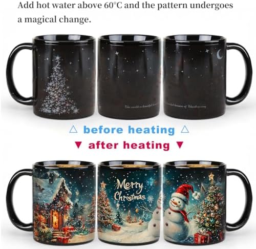 Kmiles Heat Changing Christmas Tree Snowman Mug Colour Changing Magical Coffee/Tea Cup 12 Oz, Blue/Red/White, Wonderful Christmas Gifts. - Image 2