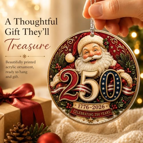 Christmas Decorations - Christmas Ornaments - 250 Anniversary USA Merchandise - Christmas Ornament 2026 – Christmas Decoration for Home, Stocking Stuffers - Gifts for Family Mom Dad Friends Coworker - Image 2