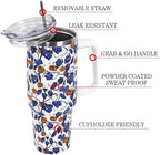 Fall Thanksgiving Tumbler with Lid and Straw 40oz, Cute Blue and White Porcelain Pumpkin Leaves Vacuum Insulated Leak Proof Stainless Steel Coffee Cup, Farmhouse Accessories Gift for Women Girls - Image 4