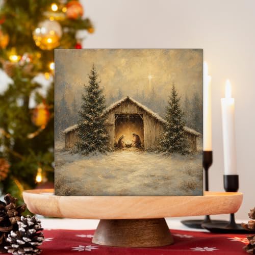 Nativity Christmas Decor, Vintage Christmas Christian Jesus Wood Sign - Image 3