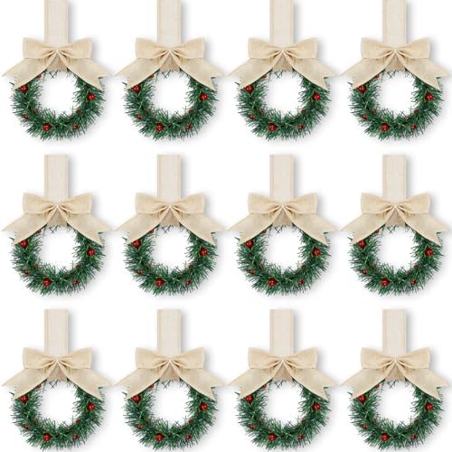 Retrowavy 12 Pcs Small Christmas Kitchen Cabinet Wreaths with Ribbon by Retrowavy
