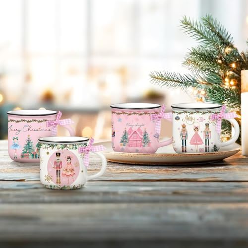6 Pcs Christmas Mini Coffee Mugs Nutcracker Coffee Cups Pink Pastel - Image 6