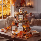 Shellwei 20 Pcs Thanksgiving Tiered Tray Decor Set, Fall Wooden Table Sign - Image 6