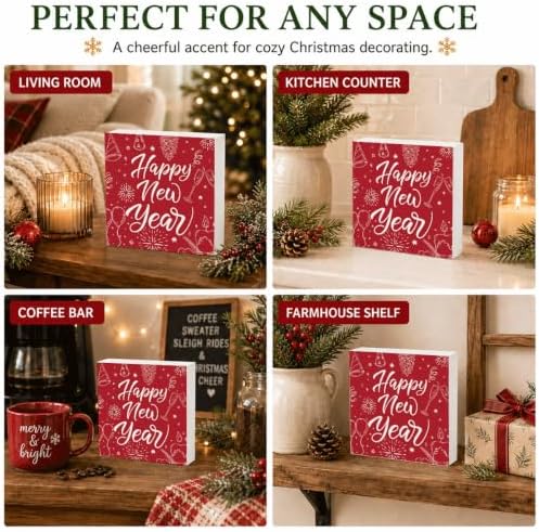 Happy New Year Wood Box Sign, Festive Party Decor for Tabletop Shelf - Image 5