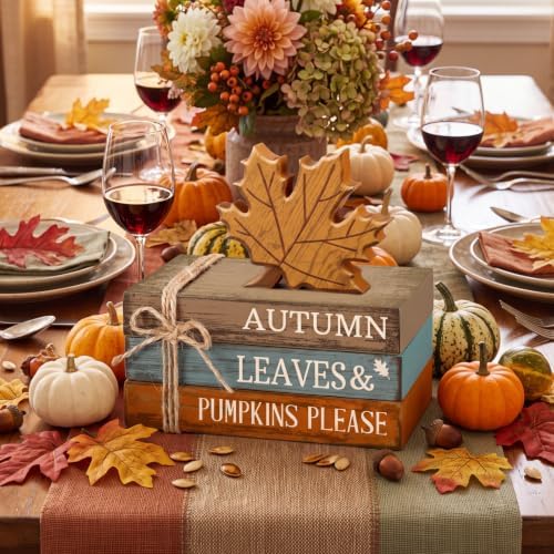 4 Pcs Thanksgiving Autumn Decorations for Home, Maple Leaf Sign - Image 3