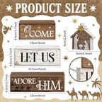 4 Pcs Christmas Table Decorations, Wooden Nativity Decor Indoor - Image 3