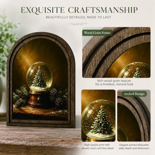 Christmas Snow Globe Arched Table Sign, Rustic Farmhouse Decor - Image 4
