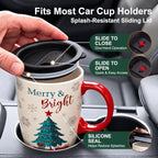 Topadorn Christmas Tree Ceramic Travel Mug with Lid, 17 oz Tall coffee Cup - Image 4