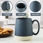 HASENSE Ceramic Large Coffee Mugs Set of 4-15 Ounce Porcelain Coffee Cups Set with Handle Perfect for Tea, Cocoa, Latte, Milk and Cappuccino, Modern Tea Cups Set for Man and Woman, Dark Blue - Image 5