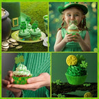 SANNIX 450pcs St. Patrick's Day Cupcake Liners, Irish Clover Shamrock Print Baking Cupcake Green Wrappers Paper Muffin Liners for St. Patrick's Day Party Candy Cake Decorations Supplies(9 Designs) - Image 7