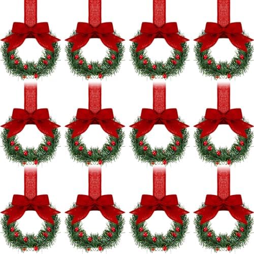 Retrowavy 12 Pcs Small Christmas Kitchen Cabinet Wreaths with Ribbon by Retrowavy