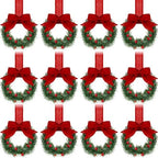 Retrowavy 12 Pcs Small Christmas Kitchen Cabinet Wreaths with Ribbon by Retrowavy