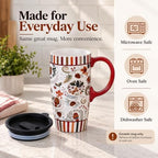 Topadorn 17oz Ceramic Travel Mug with Lid & Handle, Ceramic Coffee Mug - Image 6