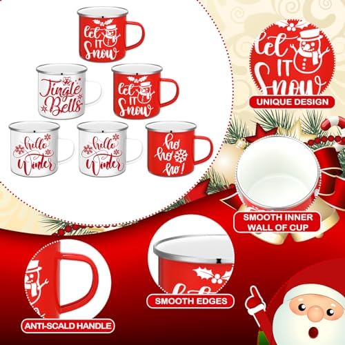 12 Pcs Christmas Coffee Mug Bulk Winter Holiday Enamel Mugs with Quotes 12 oz Seasonal Merry Christmas Hot Cocoa Mugs White Red Cups Funny Novelty Coffee Mugs for Xmas Coffee Tea Women Coworkers Gift - Image 3
