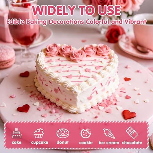 Edible Heart Pearls Sprinkles,Pink White Pearl Sprinkle for Cake Decorating - Image 4