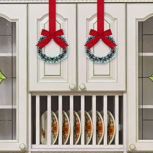 Retrowavy 12 Pcs Small Christmas Kitchen Cabinet Wreaths with Ribbon - Image 6