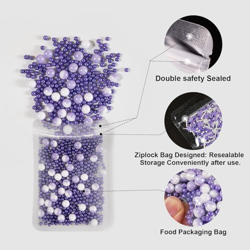 Purple Sprinkles, Purple Pearl and Star Sprinkles for Cakes, Cupcakes, 180g - Image 5