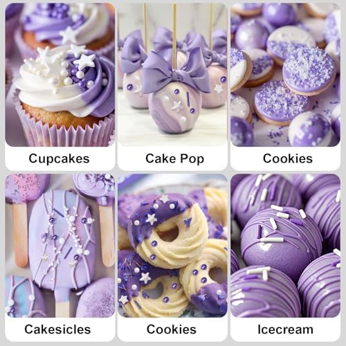 Purple Sprinkles, Purple Pearl and Star Sprinkles for Cakes, Cupcakes, 180g - Image 6