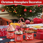 Christmas Enamel Mug Set of 4, 12 oz Hot Cocoa Mugs Christmas Coffee Mugs with Quotes Holiday Mus Stocking Stuffer Xmas Gift for Kids Women Friends Coworkers Family(Red&Quotes) - Image 5