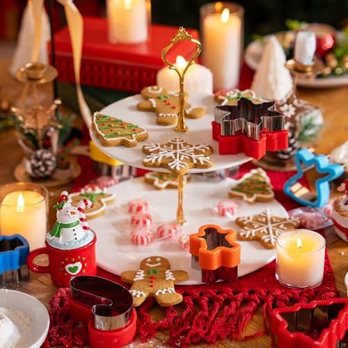 JOYIN 13PCS Christmas Cookie Cutters Set in Stainless Steel with a Rolling Pin for Xmas Holiday Party Baking Supplies, Gingerbread Men, Socks, Christmas Tree, Snowflake, Candy Cane for Baking - Image 3