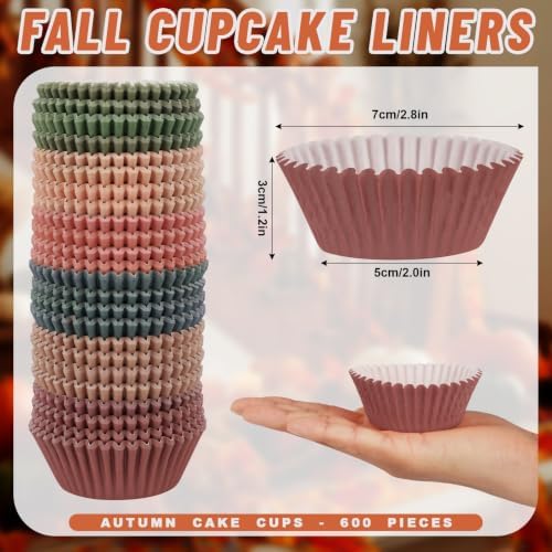 600 Pcs Fall Cupcake Liners, Autumn Paper Baking Cups, 6 Colors - Image 2