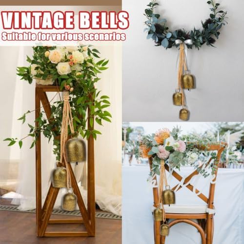 Christmas Bells for Decoration, Gold Metal Vintage Cow Bells - Image 6