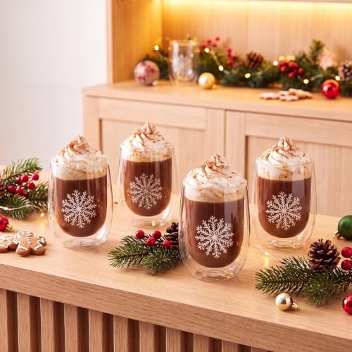 4 Pcs Mulled Wine Glass Christmas Snowflake 12oz Hot Toddy Mugs Xmas Gift - Image 6