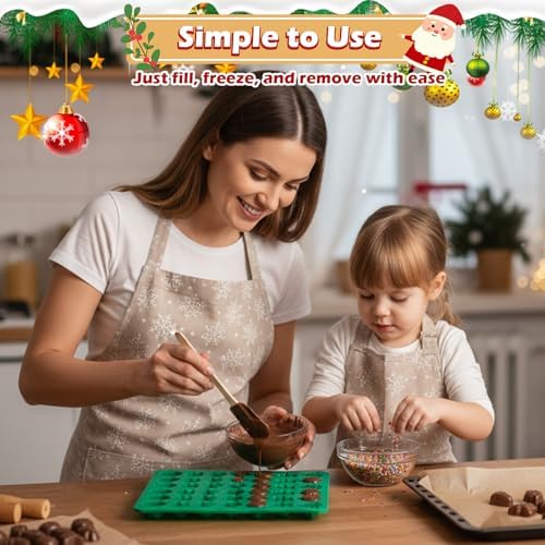 HKNMTT Christmas Silicone Molds for Xmas Candy Chocolate Wax Decor, 84 Cavity 7 Shapes Gummy Mould, Including Santa Gift Box Snowflake Bell Glove Tree Gingerbread Food Grade Holiday Baking DIY Moulds - Image 6