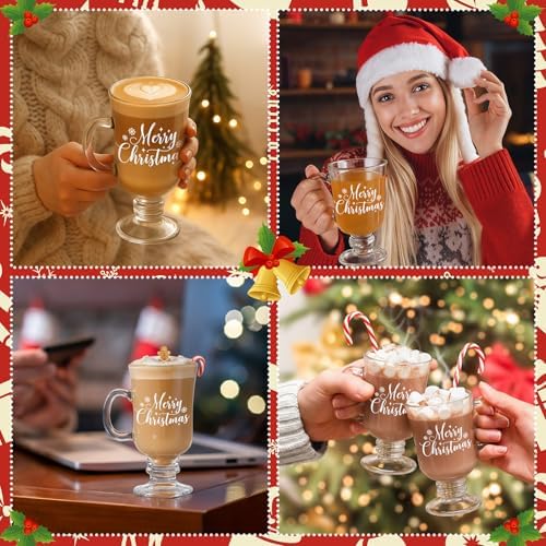 Sliner 6 Pcs Glass Coffee Mugs, Bright Irish Mugs with Handle - Image 6