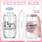 SiliFine Chaos Coordinator Gifts for Women, 6 Pcs Glass Cups with Lids - Image 3